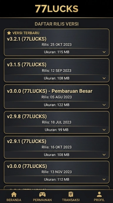 Riwayat Versi 77lucks untuk Pengguna Android