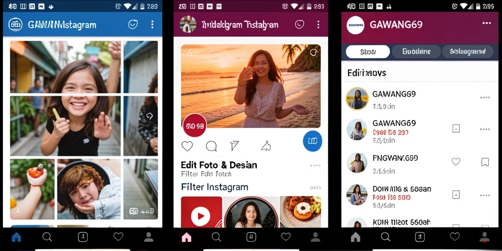Antarmuka GAWANG69 yang menarik dengan beragam filter Instagram.