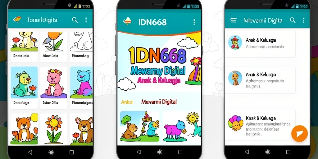 Tampilan antarmuka aplikasi Mewarnai Digital IDN668 yang interaktif dan menyenangkan.