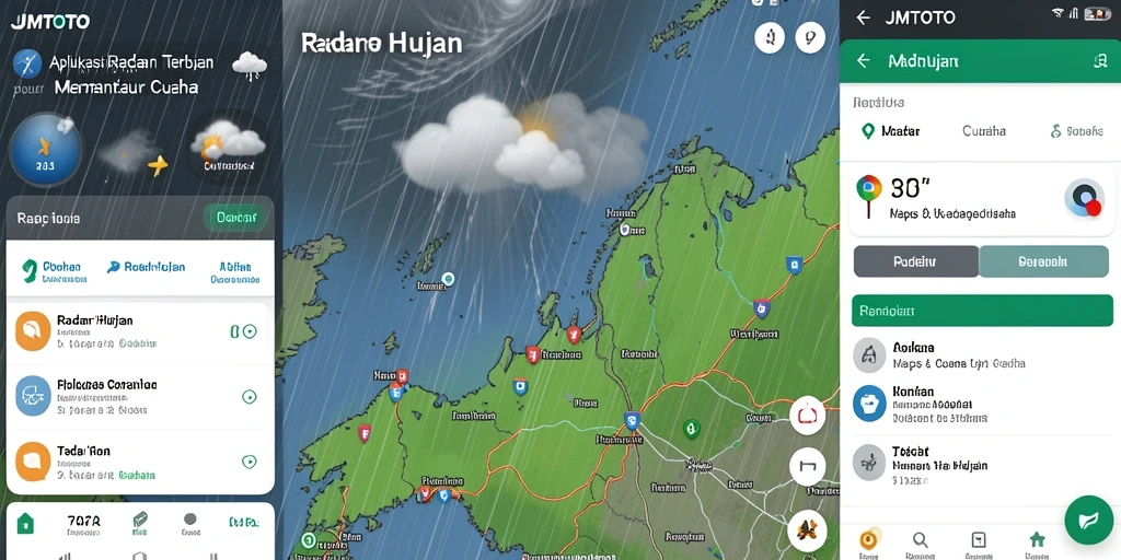 Tampilan antar muka utama JMTOTO yang menampilkan radar hujan.