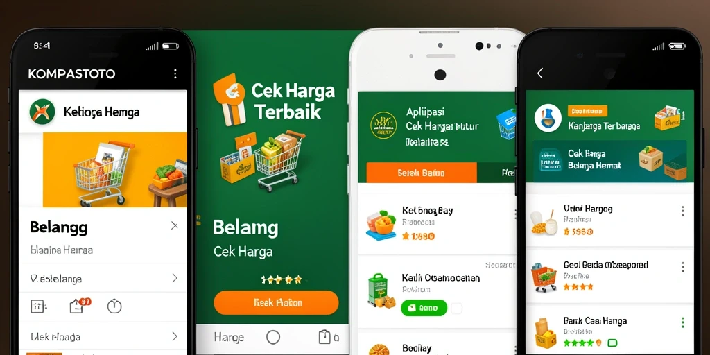 Antarmuka aplikasi KOMPASTOTO yang menampilkan berbagai perbandingan harga.