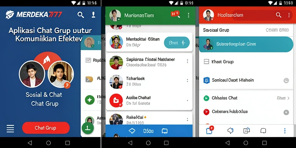 Screenshot antarmuka utama MERDEKA777 menampilkan chatting grup.