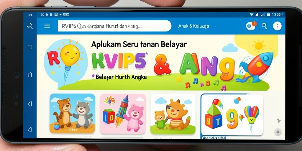 Tampilan antarmuka RVIP5 yang menarik dan interaktif untuk belajar huruf dan angka.