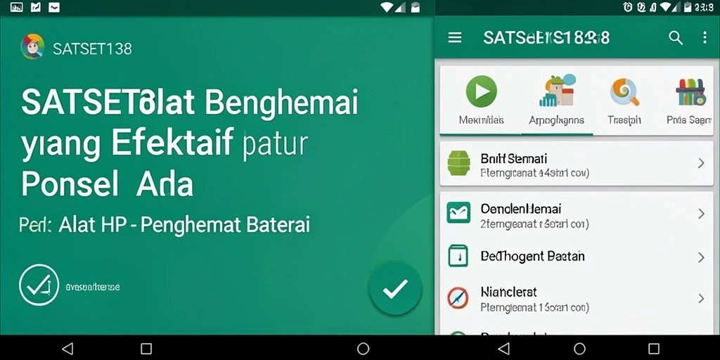Antarmuka SATSET138 menampilkan fitur penghematan baterai yang efisien.