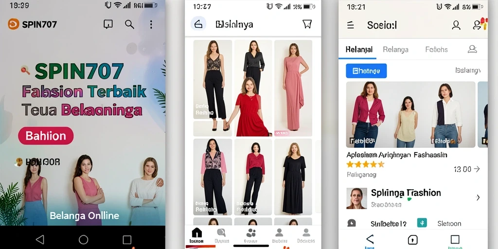 Antarmuka SPIN707 yang modern dan fungsional untuk belanja fashion.